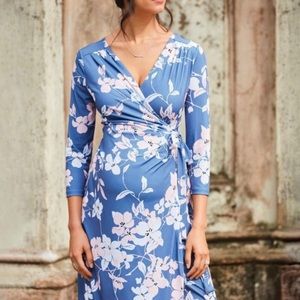 A Pea In The Pod Blue and Pink Maternity Dress